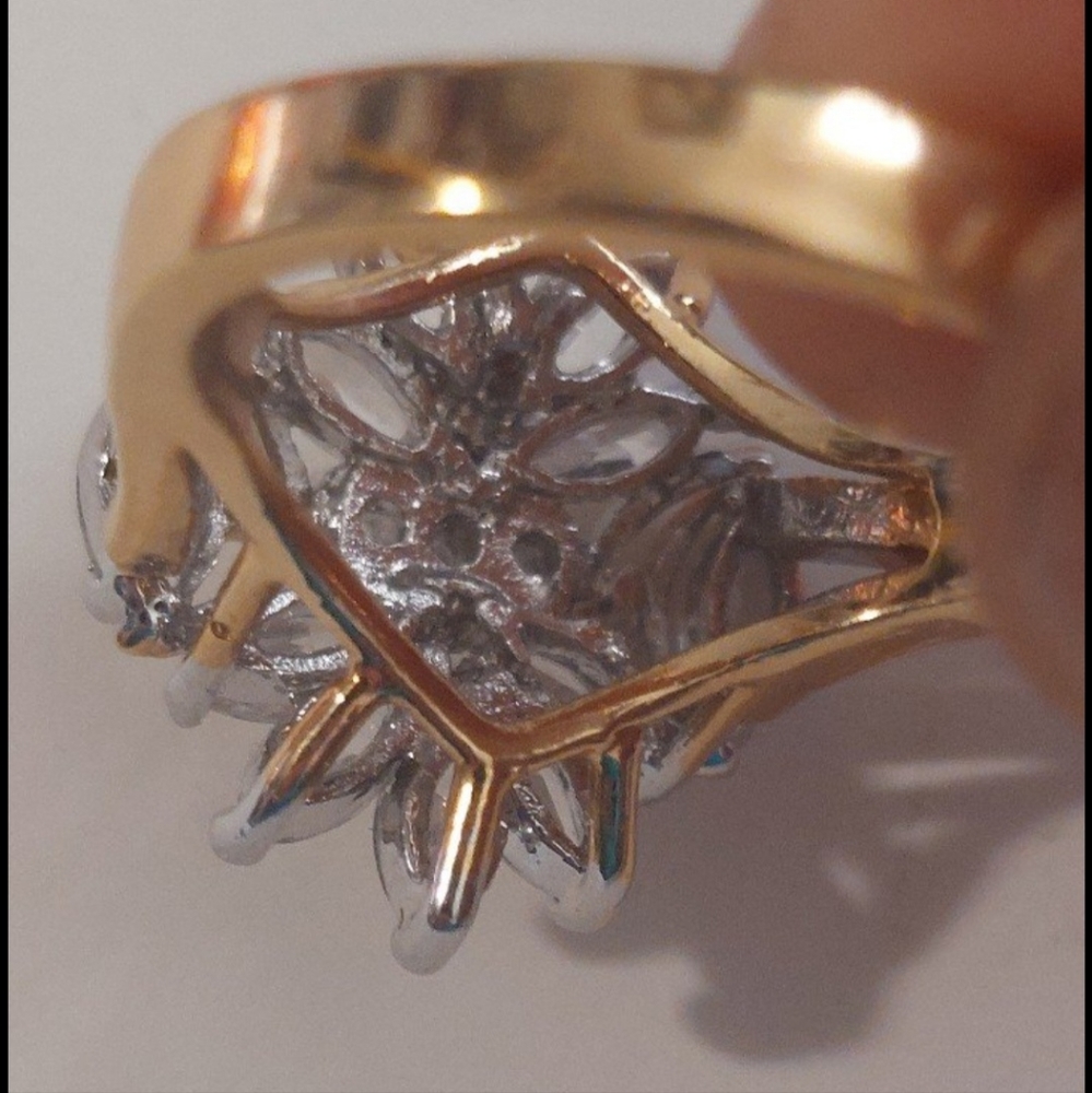 Size8 goldtone 14kge edco ring super sparkly rhinestones - Picture 3 of 13